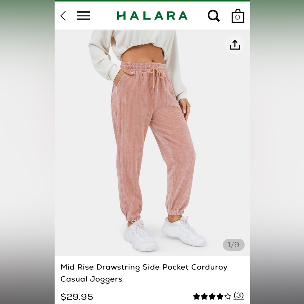 Halara pink corduroy joggers